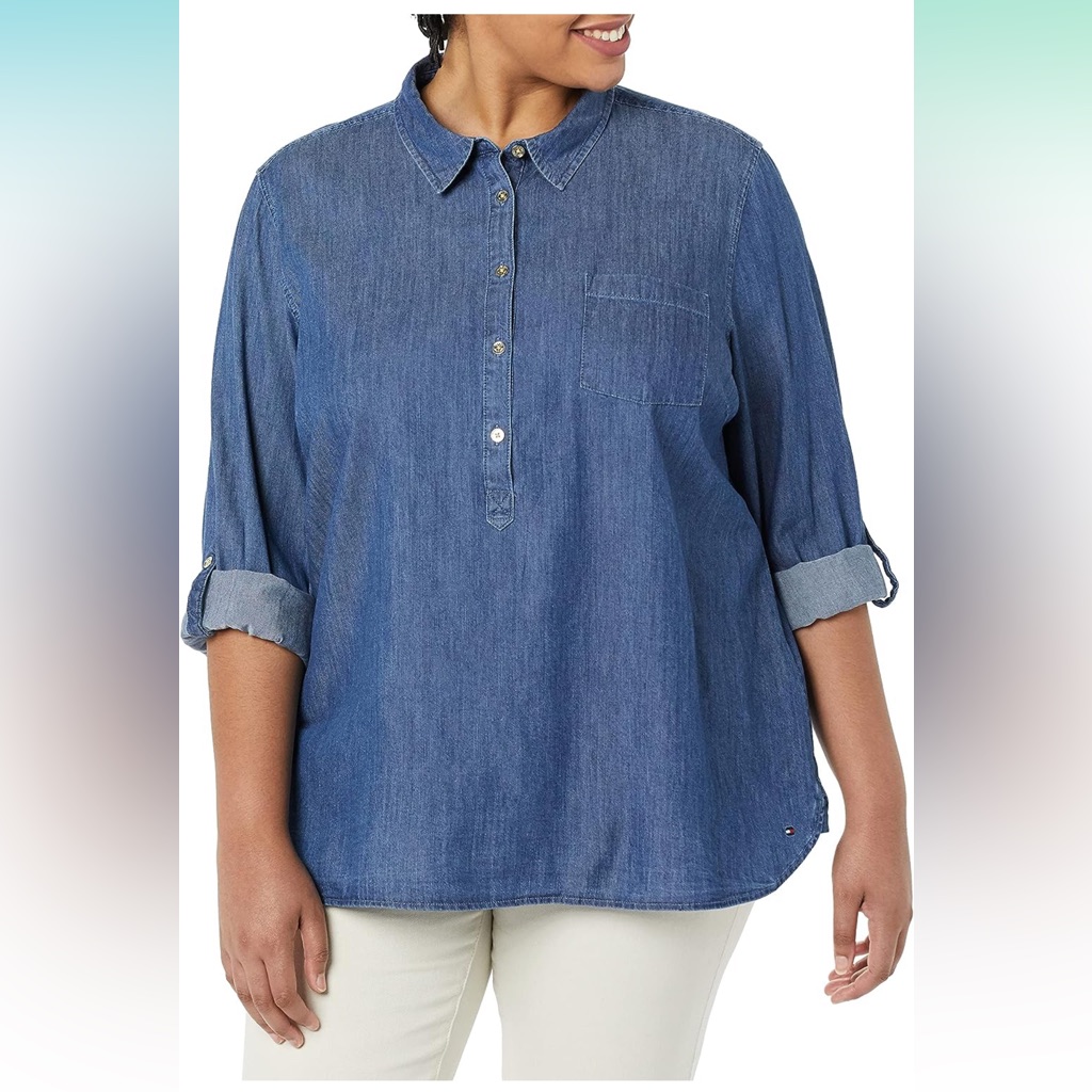 Tommy Hilfiger Plus Size Women's Denim Popover